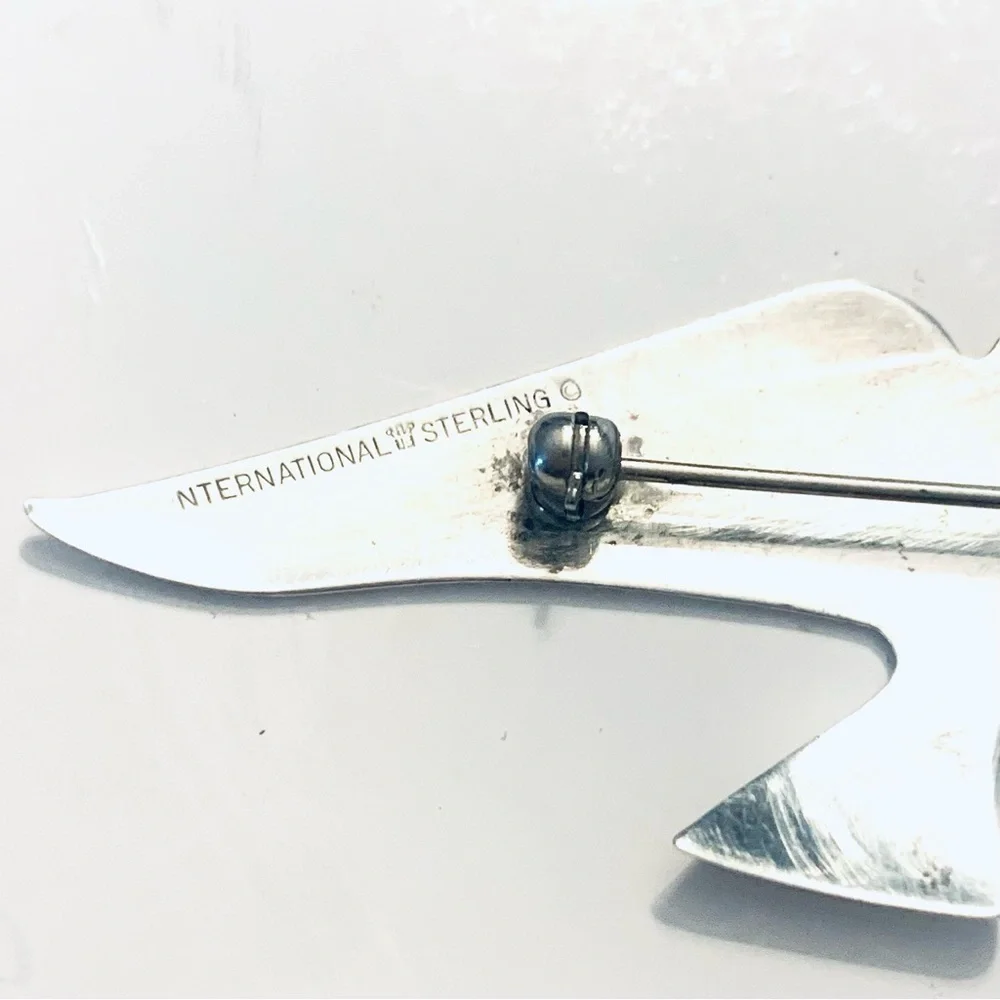 INTERNATIONAL STERLING Soaring Seagull Bird Brooch Pin, Pendant, silver 925